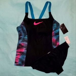 Nike Swimwear Strappy Powerback Athletic Tankini Slimming look Swimsuit Set